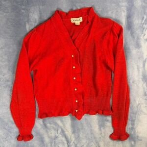 Vintage Red cardiganribbed cuffs women size‎ L